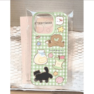 绿格小狗适用苹果iPhone16e手机壳新款15promax卡通14透明13/12mini软硅胶男女xr全包x防摔7/8plus可爱外壳