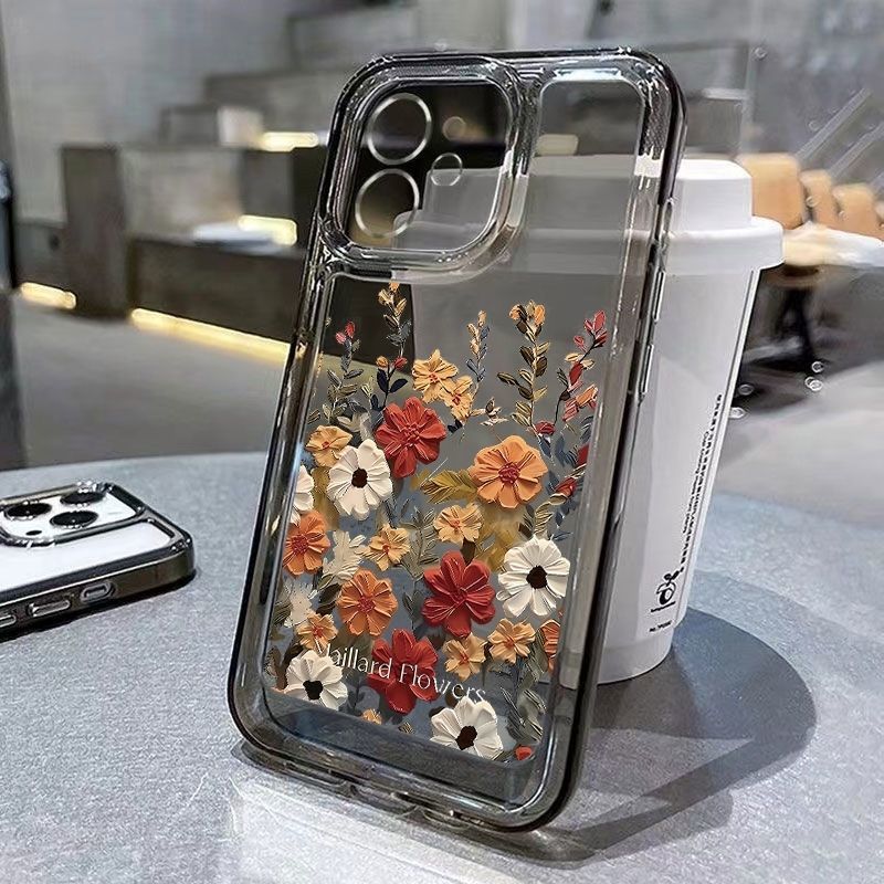 多色花朵适用苹果16手机壳iPhone15ProMax透明17新款14Pro防摔13ins风12保护套11个性78Plus女XS全包6s软壳