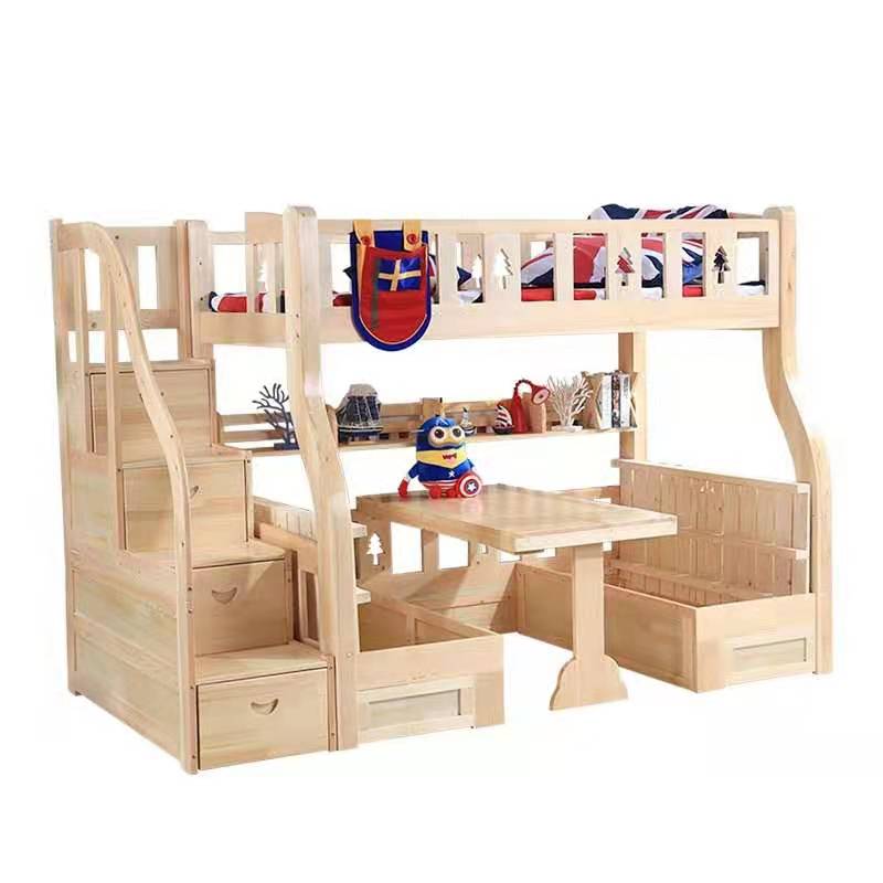 上下床多功能高低床儿童男孩女孩实木框架双层床沙发书桌变床子母