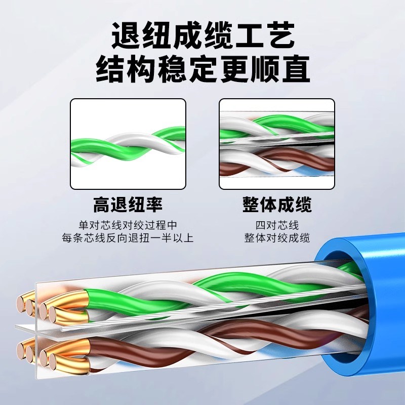 超五六类网线家用室内外千兆屏蔽无氧铜POE监控电脑6类网络线300m