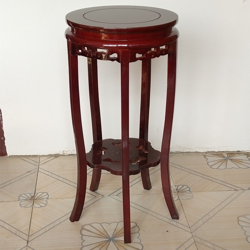 木头花架子单个实木质客厅高落地花几绿萝圆形简约现代室内矮