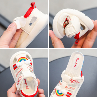 夏季学步鞋男宝宝凉m鞋女透气婴儿鞋子软底防滑1一2岁小童机能鞋