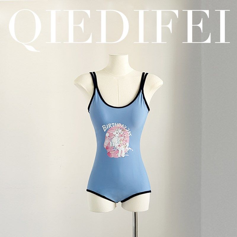 泳衣女连体e单独平角裤竞速小胸少游泳馆可爱少女感竞技温泉游泳