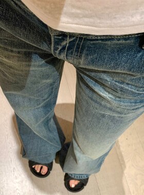 高个子175cm加长款q超长夏季薄款低腰猫须浅蓝色直筒牛仔拖地裤