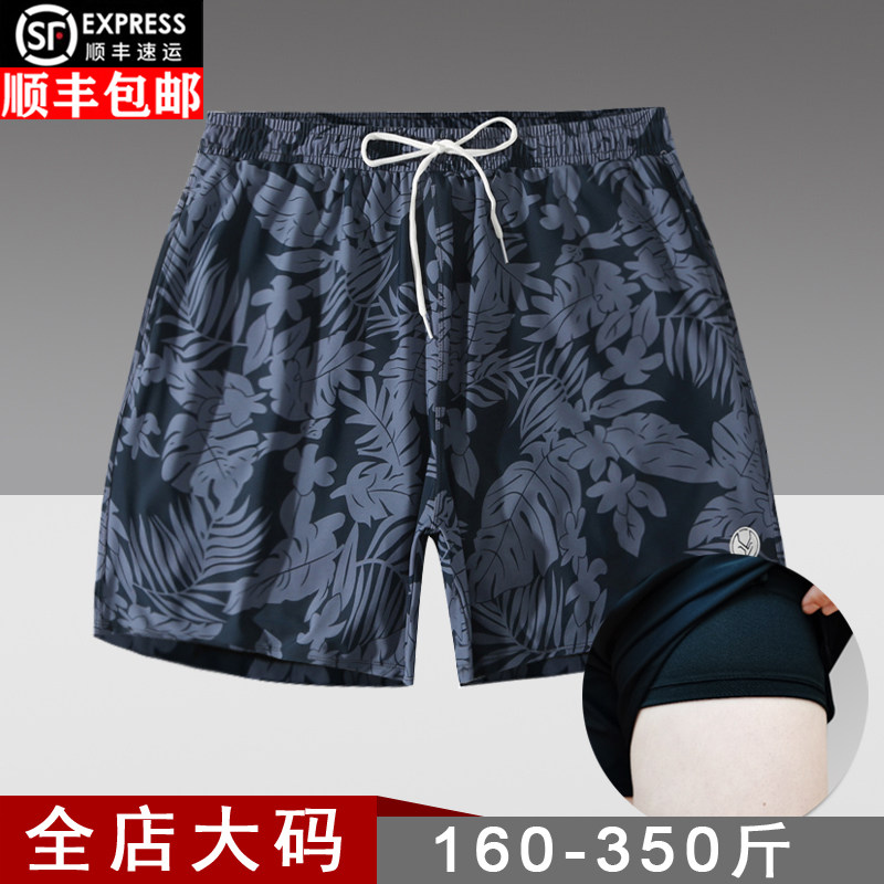男士防尴尬宽松大码印花泳裤专业游泳加肥加大泡温泉胖.子肥佬泳