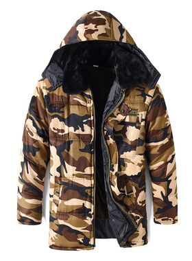 棉衣套装冷库迷彩棉服加绒加厚z冬装大码工装迷彩服男士棉袄工作
