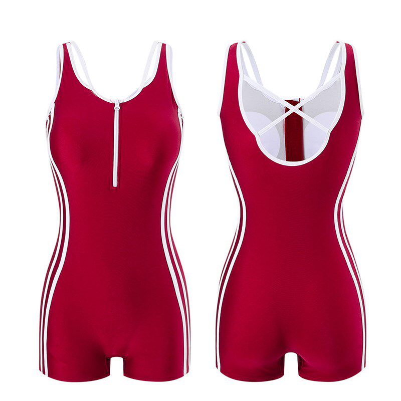 泳衣女士保守f连体无袖竞速平角大码微胖游泳馆训练游泳衣