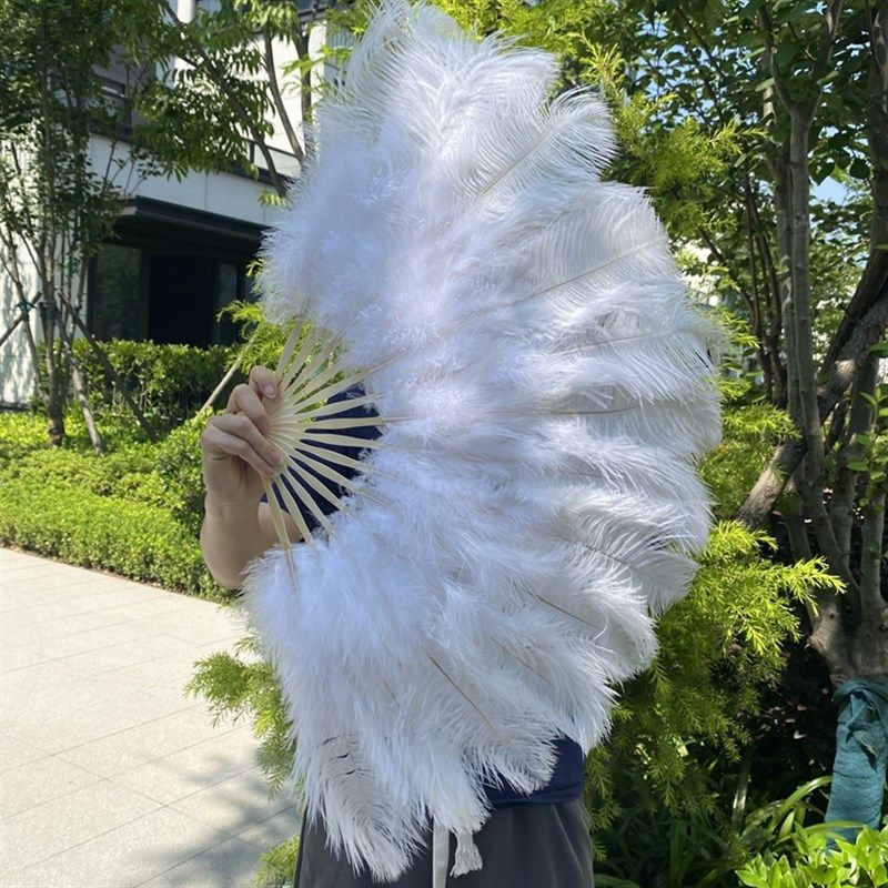 定制鸵鸟羽c毛扇肚皮舞蹈酒吧表演演唱会道具羽毛绒扇子半径50厘