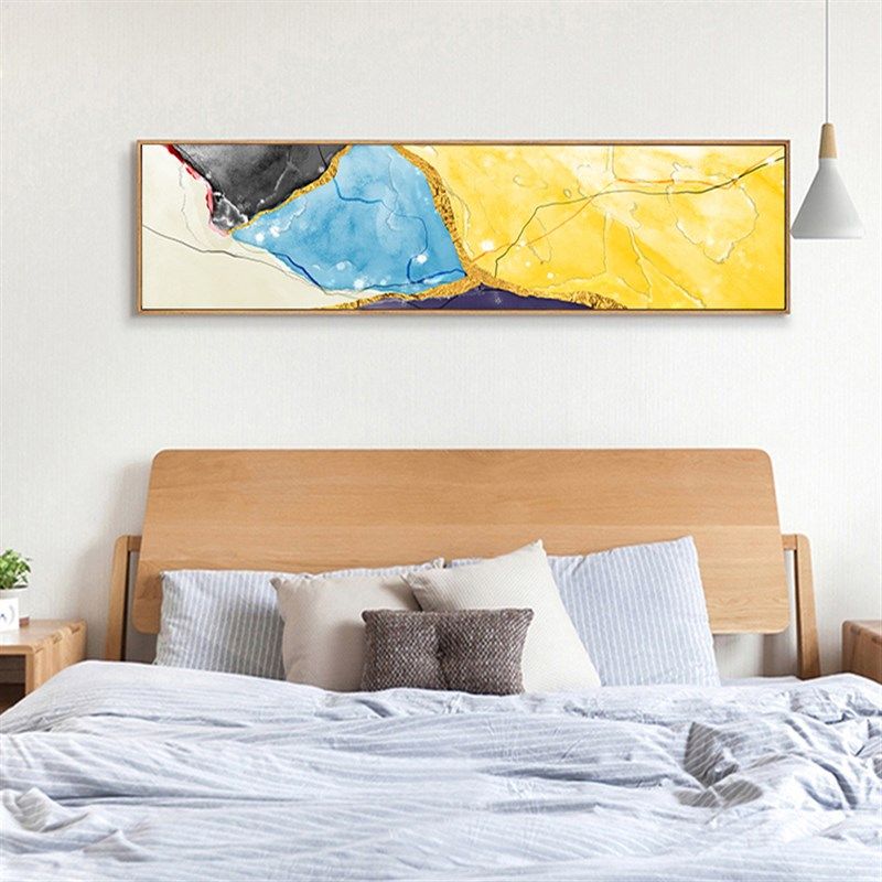 客厅装饰画现代简约背景墙t壁画酒店床头艺术画卧室横版抽象长挂