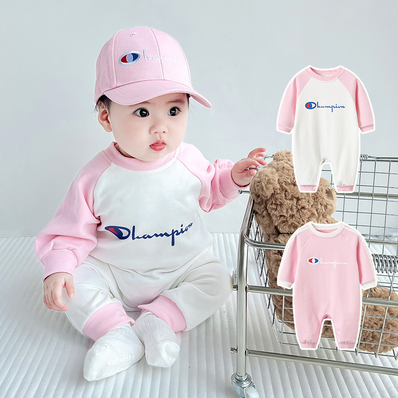 婴儿连体衣秋装韩l版公主风爬服粉色可爱哈衣新生女宝宝洋气春装