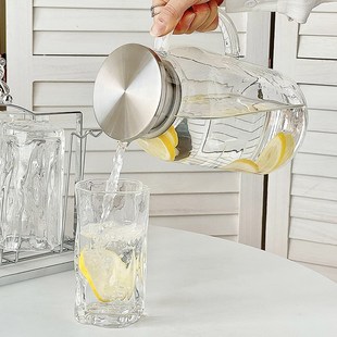 家用客厅待客水具水壶泡茶果汁喝水杯子高级感 高颜值玻璃水杯套装