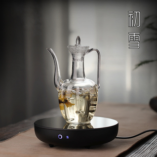 仿宋执壶瓜棱烧水壶耐高温煮茶器电陶炉家用茶炉 耐热玻璃水壶中式