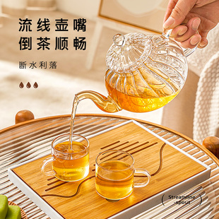 耐高温玻璃茶壶泡茶家用单壶花茶壶水果茶冲泡茶器南瓜壶茶具套组