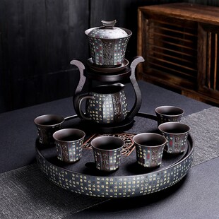 家用会客厅泡茶壶过滤原矿紫砂功夫茶具套装 百福懒人茶具套装