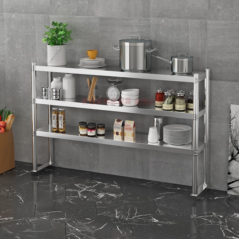 不锈钢二层三层台面立架奶茶店台上架工作台操作台架厨房置物货架