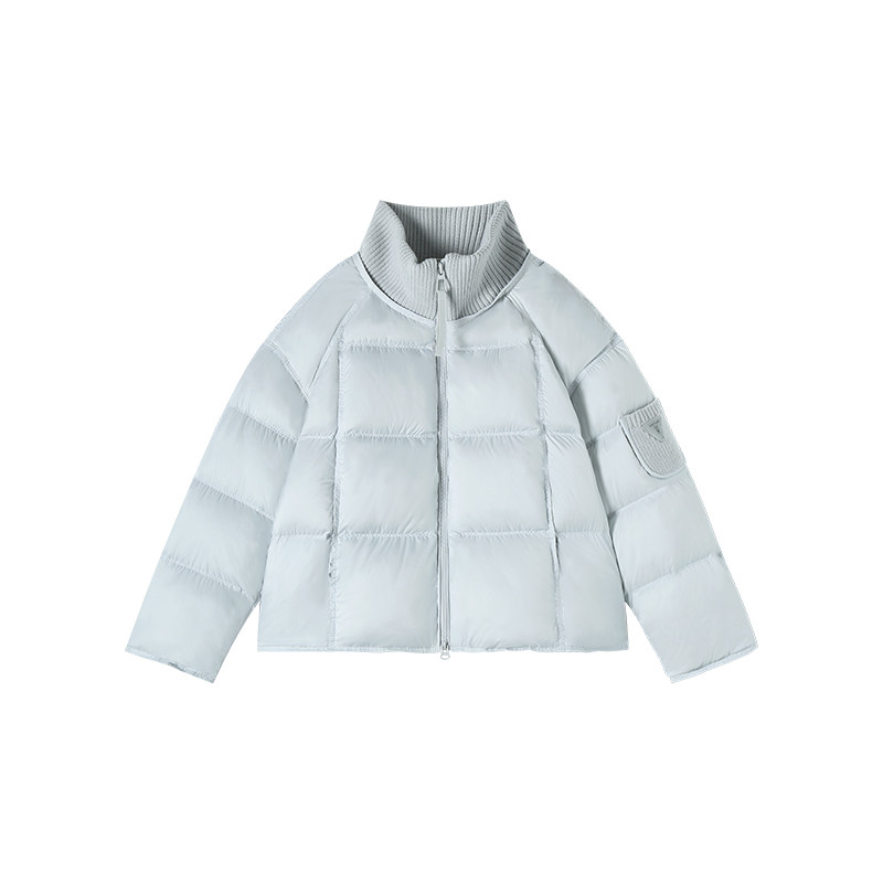 12-17H C 新款设计感拼接针织立领羽绒短外套 6686