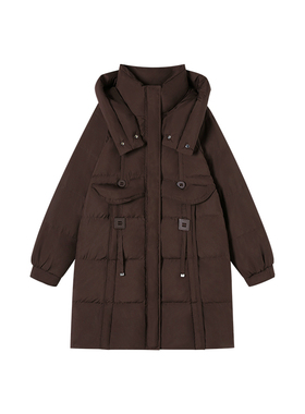 2-4F C 新款设计感口袋两粒扣连帽中长外套 M67