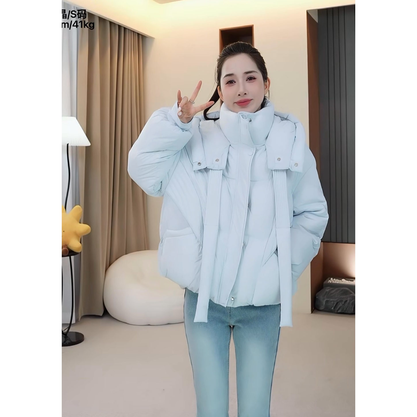 12-10H C 【接受劝退】新款巨好看奶fufu飘带连帽加绒短外套 6003