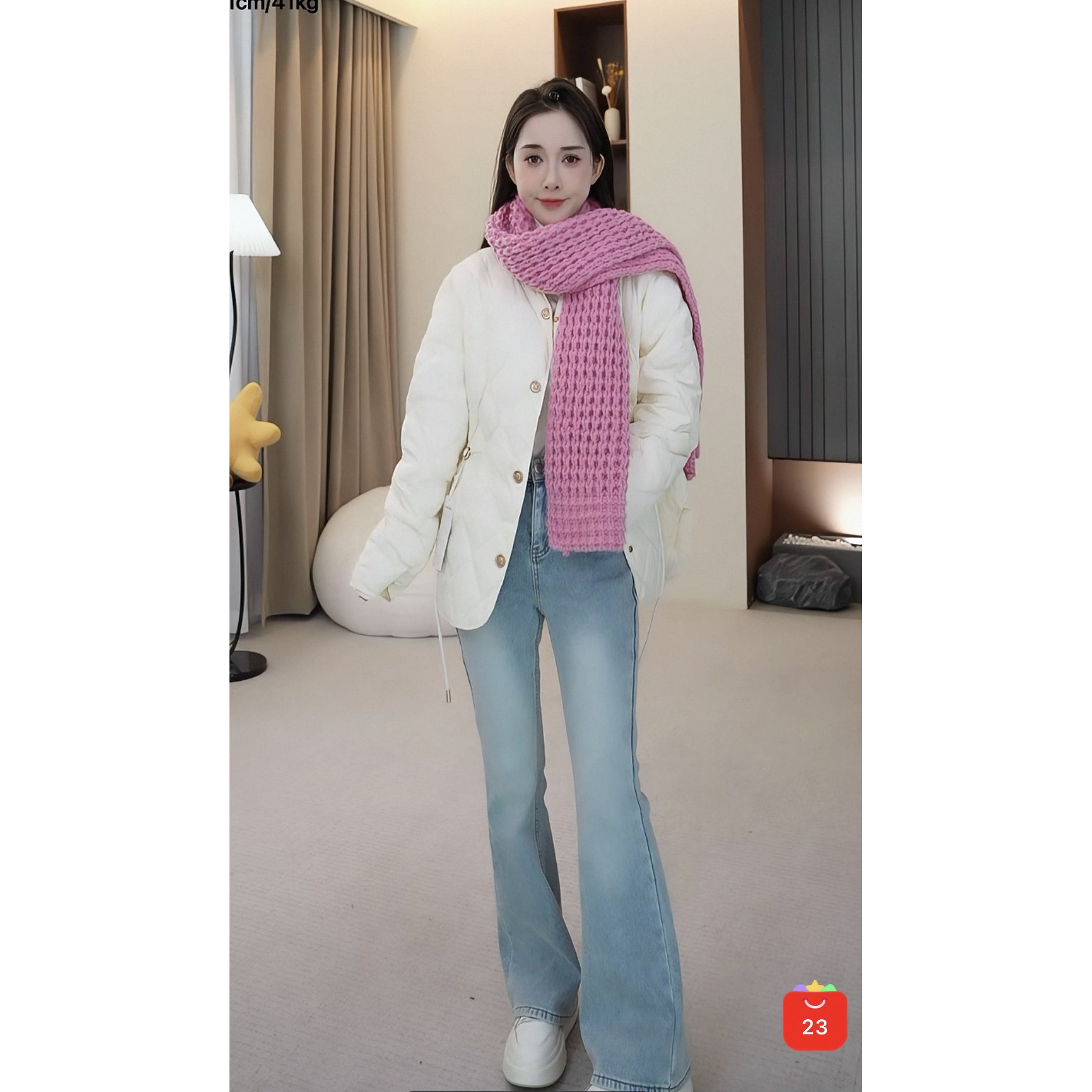 12-7H C 新款复古菱格抽绳宽松V领羽绒服 # M09