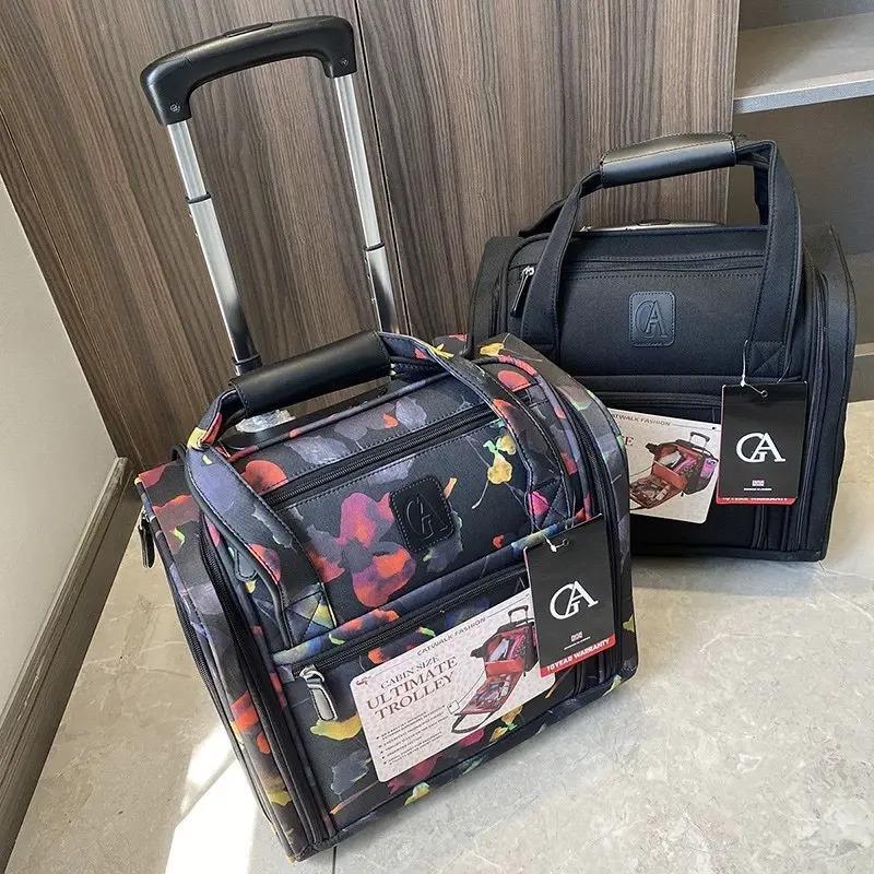 牛津布行李箱16寸小登机箱幼儿拉杆箱黑色帆P布旅行箱密码箱皮箱