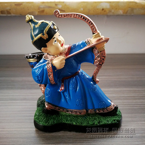 蒙古族特色卡通摆件 小孩射箭笔B筒 内蒙古工艺品 草原旅游纪念品
