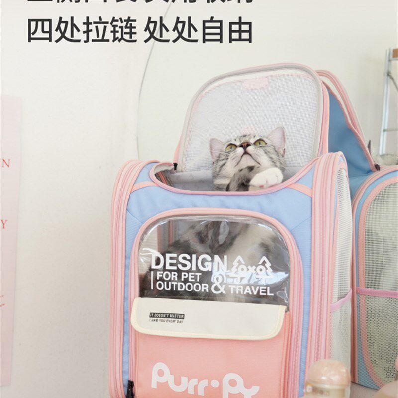 咕噜宠物包舱猫咪外出大容量果冻帆布书包携带Q便携双肩猫包猫背