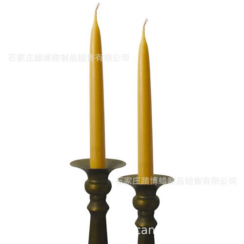 甄选原色2只装蜂蜡杆蜡8寸10寸12寸蜂蜡蜡烛餐厅家庭酒店装饰蜡烛