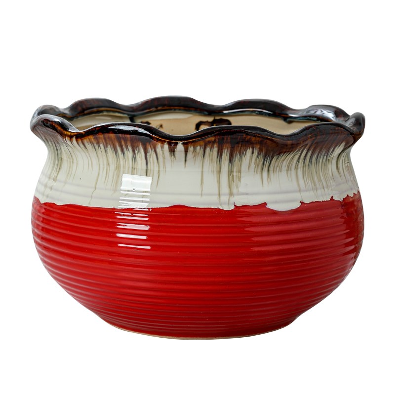 红色陶瓷花盆特大号欧式高级家用客厅大口径蝴蝶兰君子兰盆景