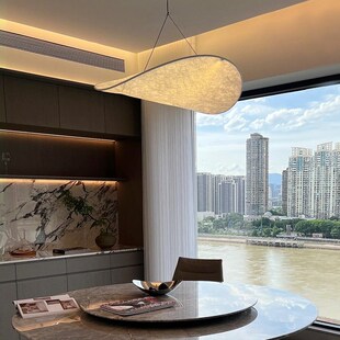 日式侘寂风简约卧室灯设计师名宿客餐厅吊灯北欧艺术蚕丝茶室灯具