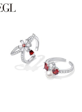 ZEGL设计师新年系列红色锆石戒指女小众设计轻奢高级感指环食指戒