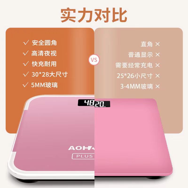 新款体重秤电子称家用小型精准充电电子秤人体秤耐用称重计体重称
