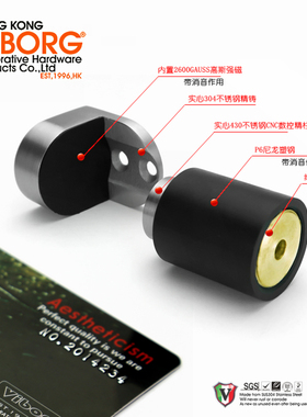 香港域堡 浮磁静音门吸 304不锈钢强磁地吸门吸防撞门挡RS-39A