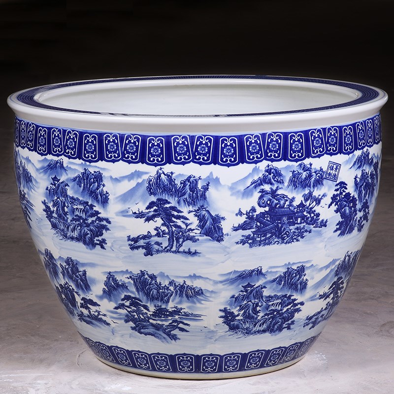 景德镇睡莲荷花盆缸花盆陶瓷特大号室外种树盆景大花盆庭院养鱼缸