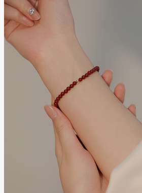 饰悟银饰金珠朱砂手串手链手饰品本命年红色新年珠子手链女款朱砂