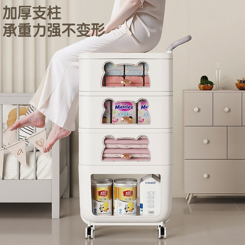零食收纳架小推车置物架婴儿用品收纳柜家用客厅宝宝玩具储物架子