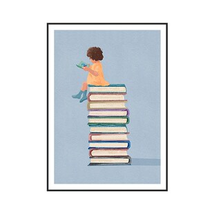 爱读书装饰画客厅背景墙小众民宿儿童房卧室床头画治愈系书店挂画