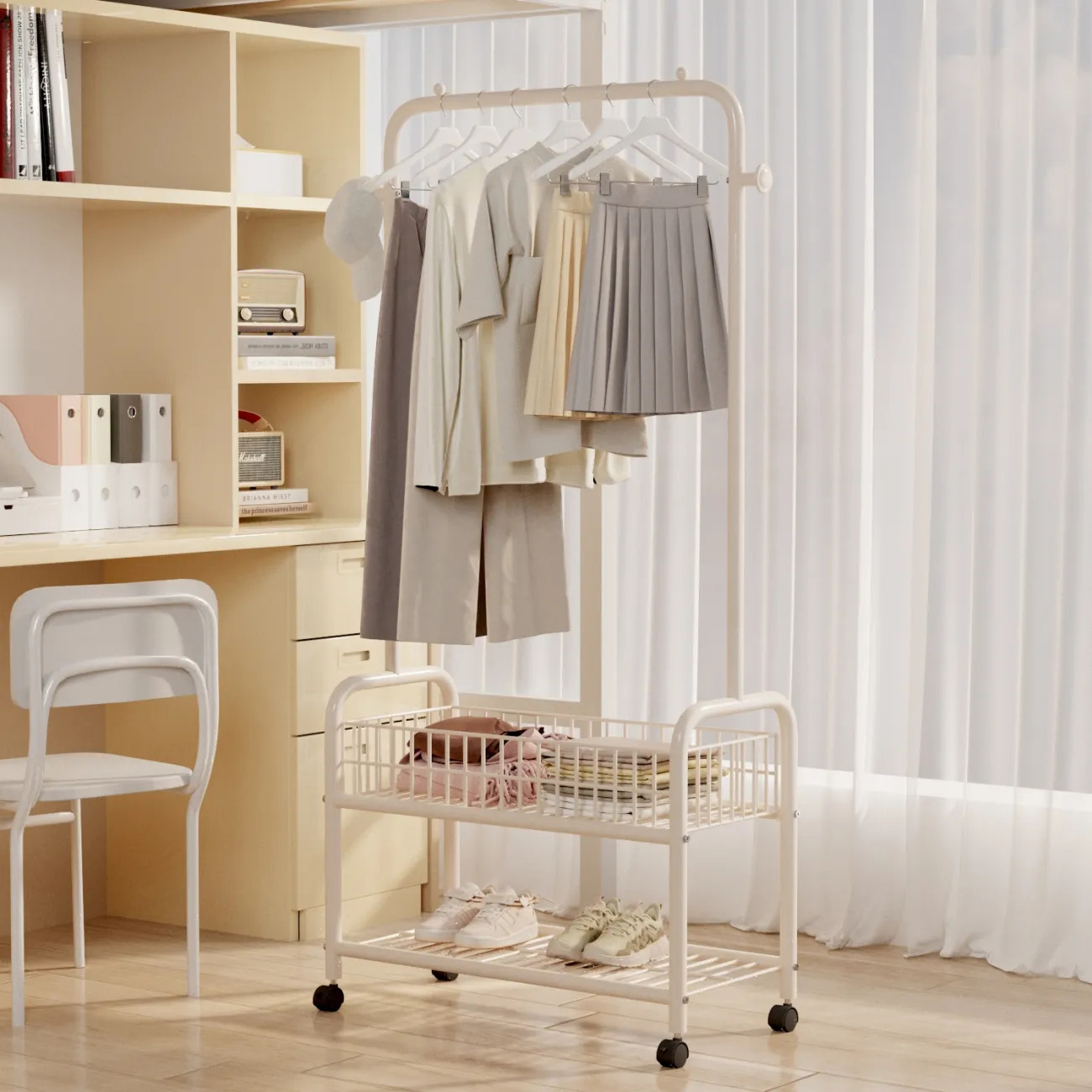 宿舍衣架落地小型不占空间的挂衣架可移动凉衣服晾衣架宿舍用学生