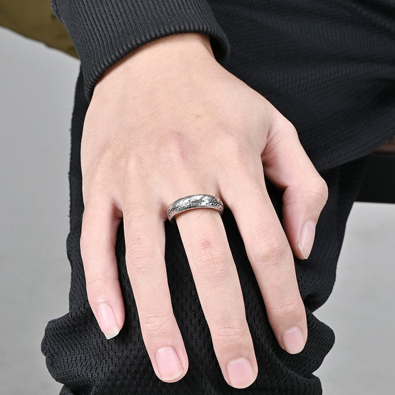 泰爱你魔戒指环王戒指潮男个性欧美影视周边魔纹钛钢厚实帅气指环