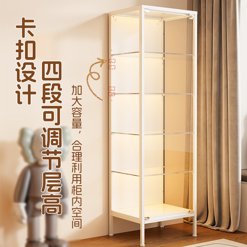 手办柜玻璃展示柜痛柜钢制带门书柜防尘透明模型收纳柜玩具储物架