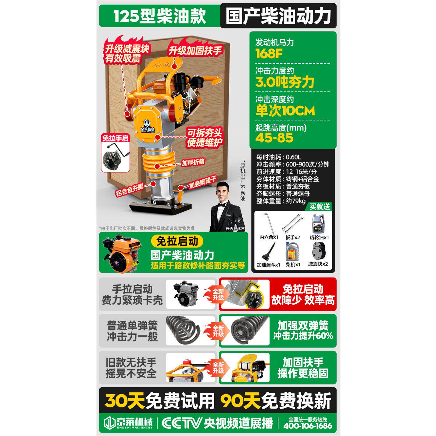 小型电动冲击夯柴油打夯机振动夯实机 路面地基电夯机夯土机设备