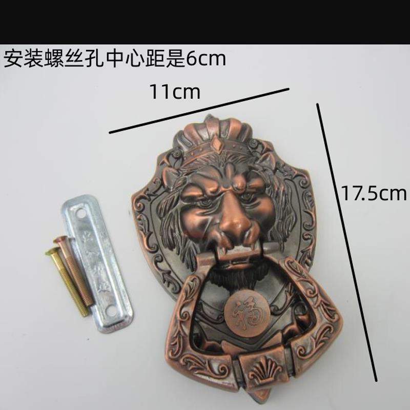 覆古铜色狮头拉手大门把手铁门拉手老式大门把手防盗门狮子头拉手