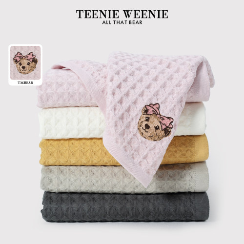 TeenieWeenie刺绣华夫格洗澡浴巾