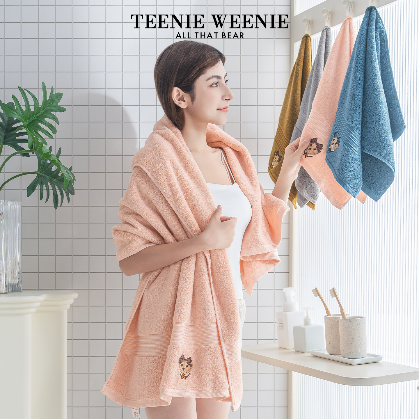TeenieWeenie小熊浴巾纯棉100全棉毛巾吸水高级家用成人洗澡巾女