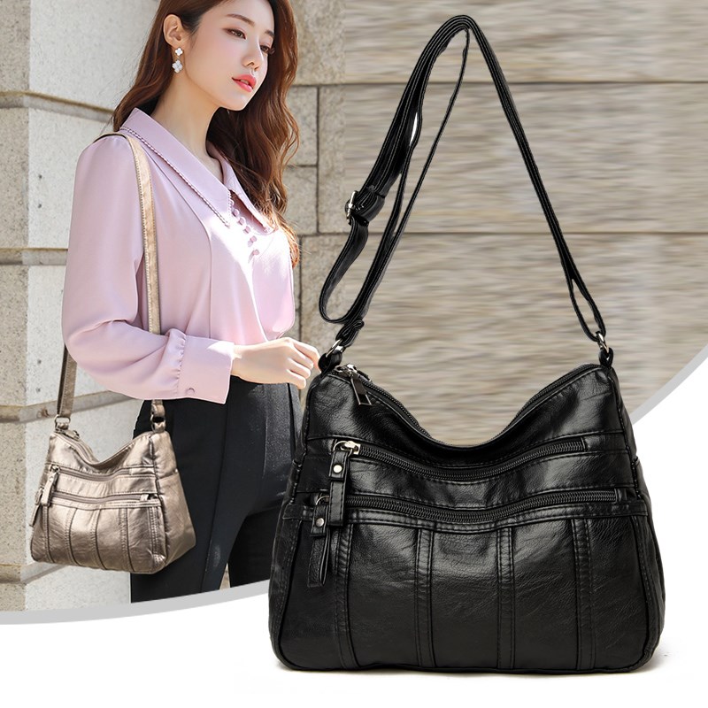 中年女包2024新款多层软皮单肩斜挎包女士妈妈包婆婆包买菜斜背包