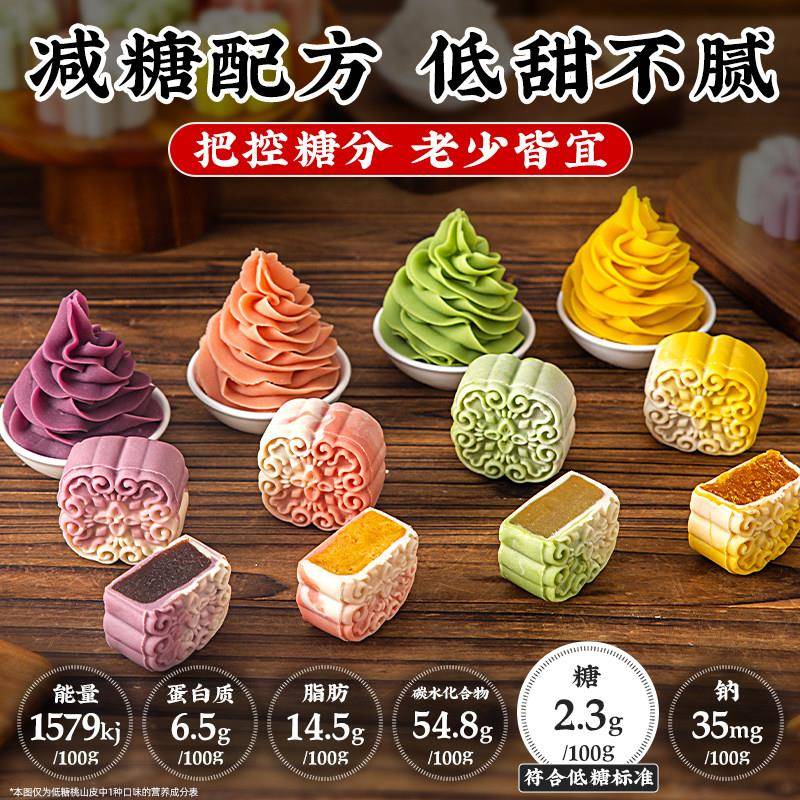 新货2026桃山皮月饼馅料商用糕点原材料牛奶冰皮和果子豆沙抹茶半