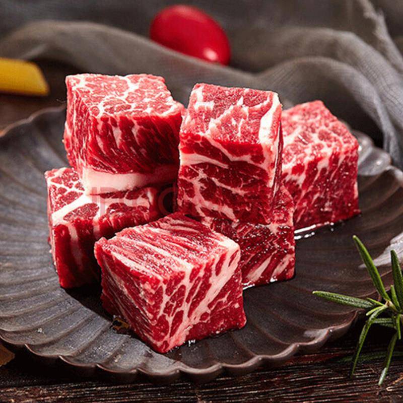 新货绿泰雪花牛肉粒商用半成品安格斯新鲜进口澳洲和牛肉块烤肉烧