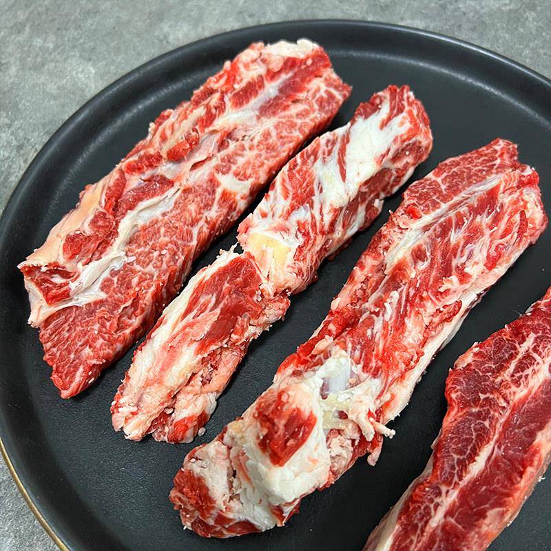 新货雪花牛肋条安格斯谷饲牛肉新鲜牛肋条肉牛排骨肉烧鸟烤肉食材