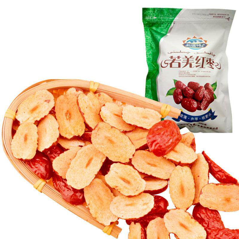 现货新疆红枣若羌去核枣条 无核枣片脆切片果干果肉500克泡水茶煮