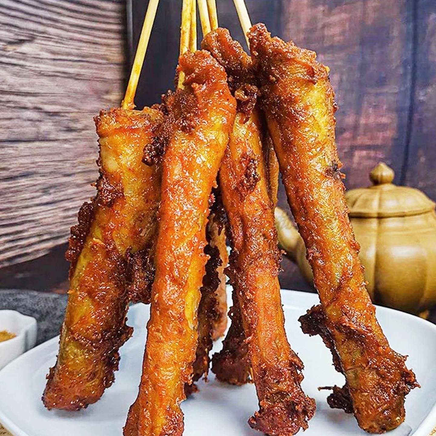 新货奥尔良鸡脖子串整根商用烧烤油炸小吃食材韩味香脖鸡项鸡颈串