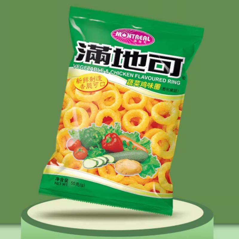 满地可蔬菜鸡味圈55g/袋装80后怀旧零食多口味选膨化小吃休闲食品